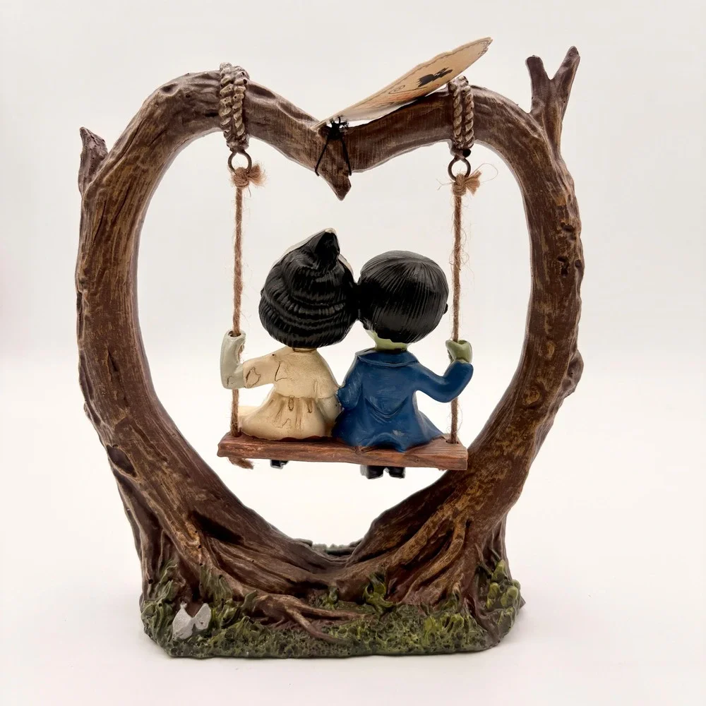 Sweet Street Frankenstein and Bride Halloween Monster Couple Heart Tree Swing